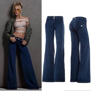 FREDDY WR.UP® DENIM REGULAR RISE WIDE FLARE BELL BOTTOM FLARE Sz XS